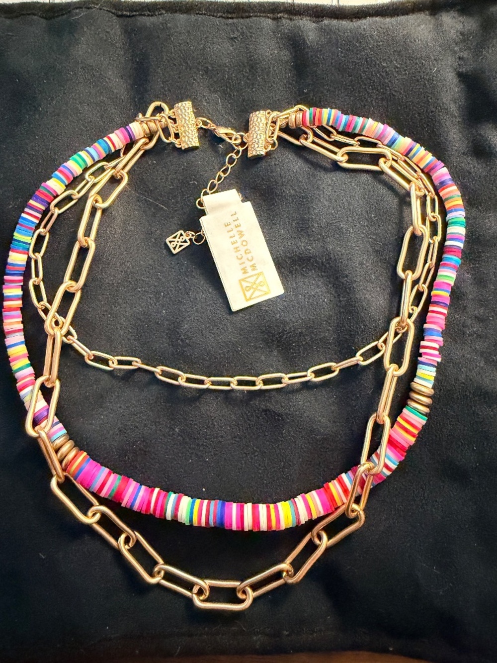 Three strand multicolor and gold necklace NWT - Picture 3 of 4